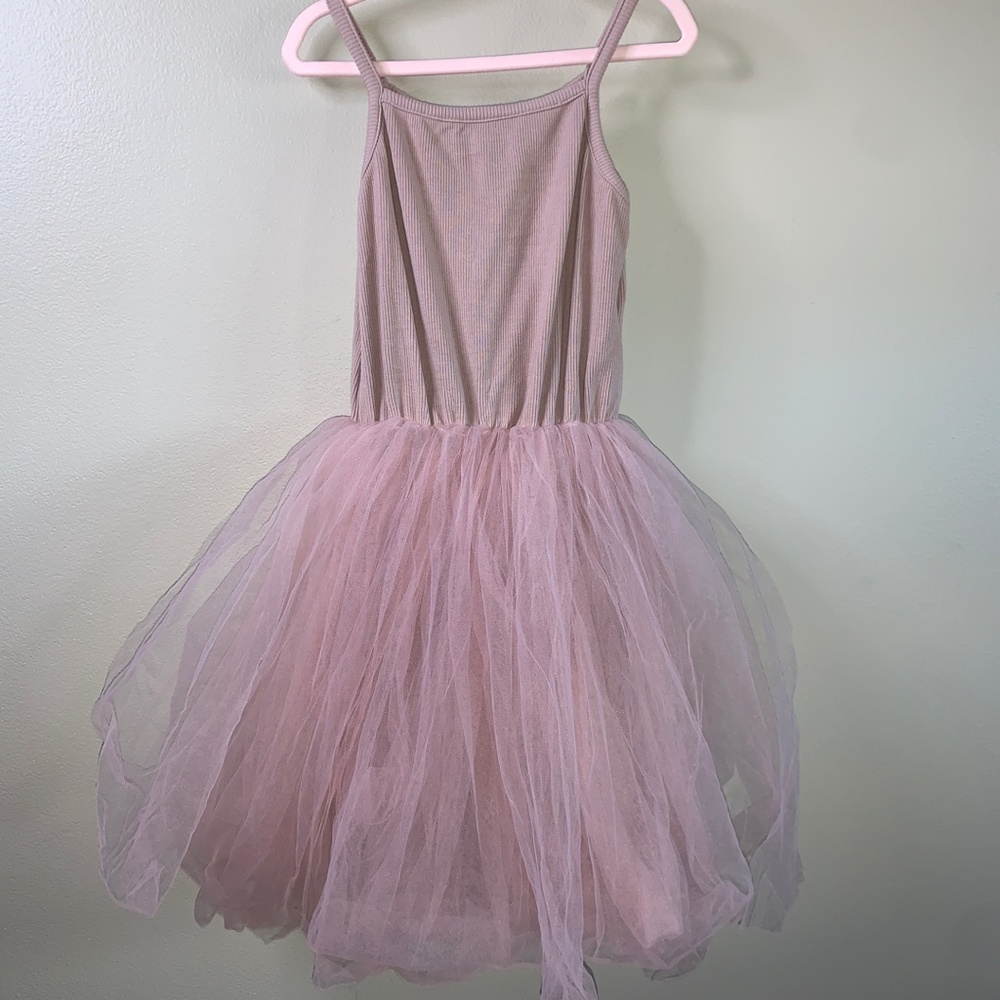 Tank Dress with Tulle Skirt in Rose & Tan colors (5-6 Y)